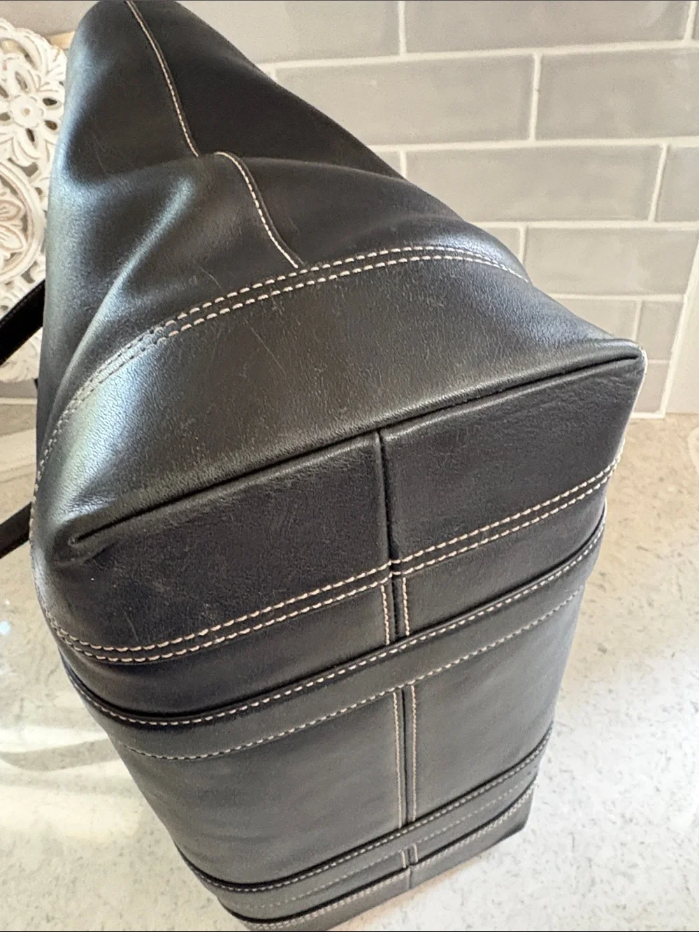 Coach Y2K Hampton black leather carryall Tote 6491 ~EXCELLENT